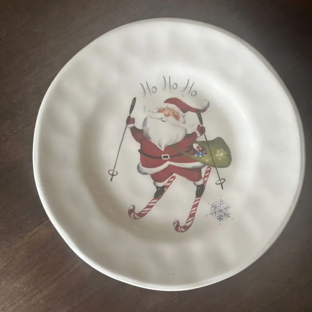 Pier 1 Imports Set Of (4) Christmas Appetizer Plates  6” NEW In Box